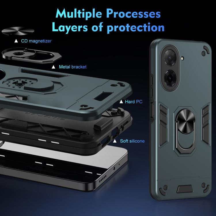 For Xiaomi Poco C71 / Redmi A5 4G 171.7mm Shockproof Metal Ring Holder Phone Case