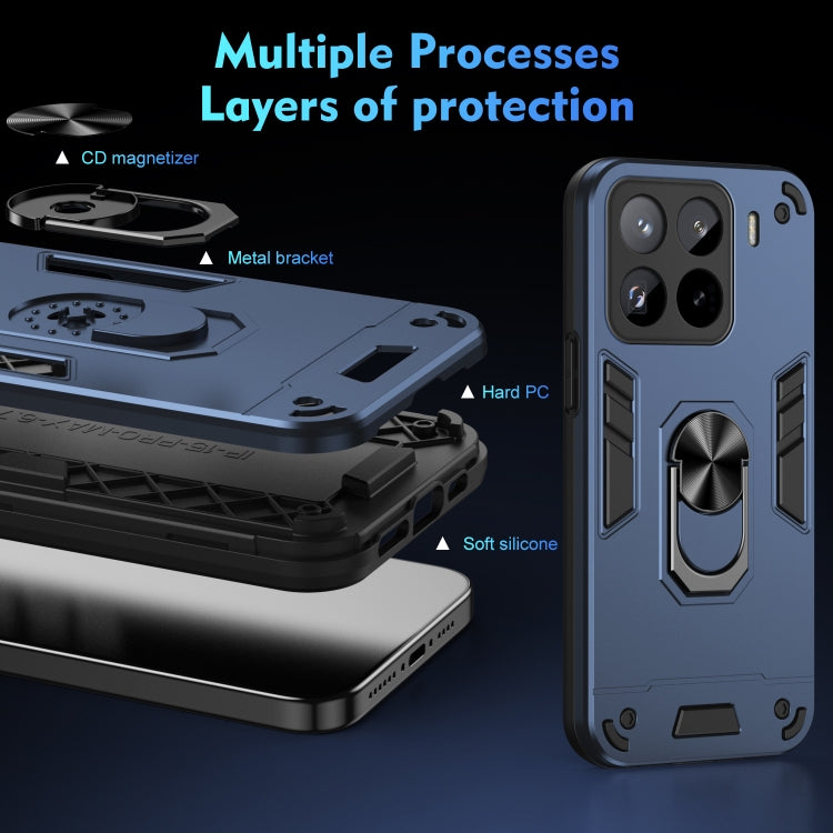 For Xiaomi 15 Pro Shockproof Metal Ring Holder Phone Case