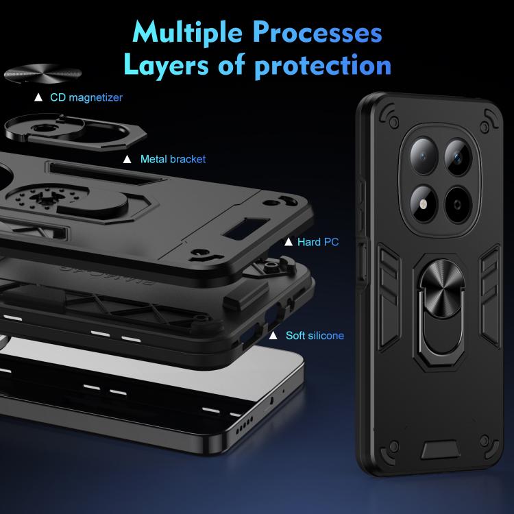 For Redmi Note 15 Pro 5G Global 163.6mm Shockproof Metal Ring Holder Phone Case