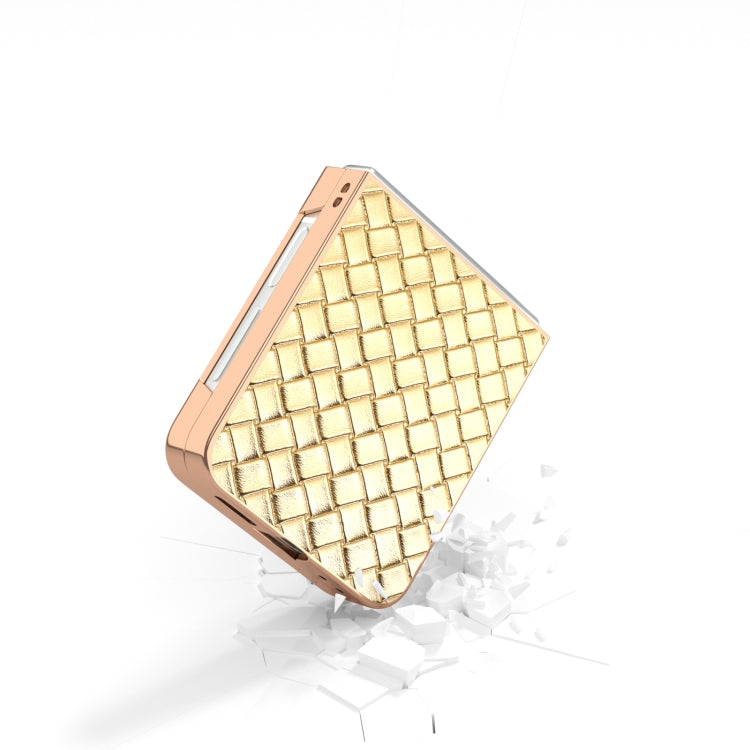 For Samsung Galaxy Z Flip6 / Flip7 FE Electroplated Frame Woven Texture PU Phone Case