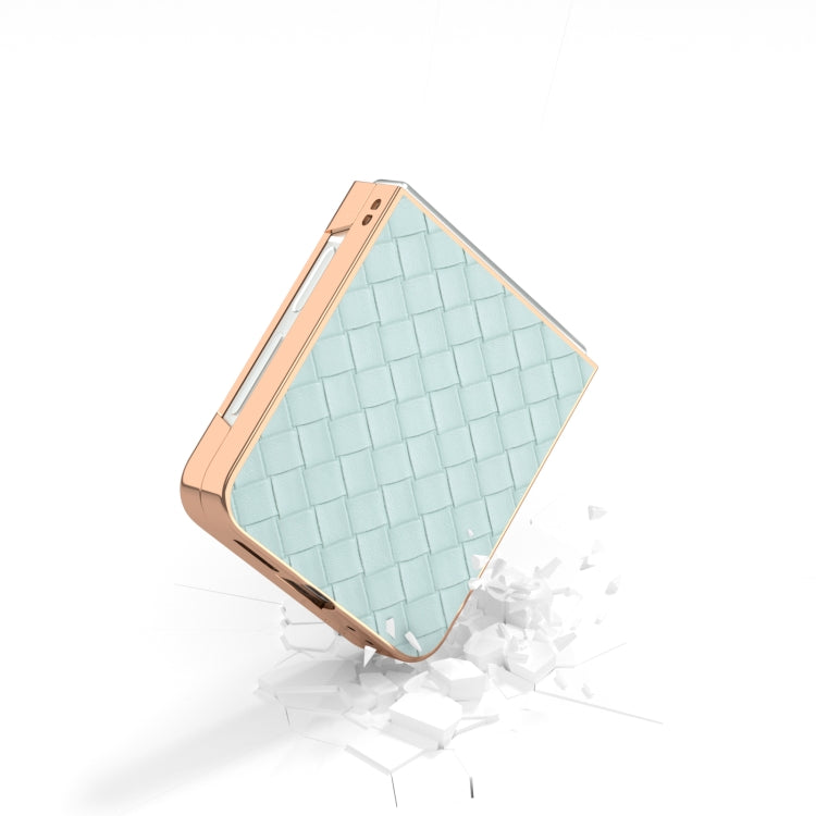 For Samsung Galaxy Z Flip6 / Flip7 FE Electroplated Frame Woven Texture PU Phone Case