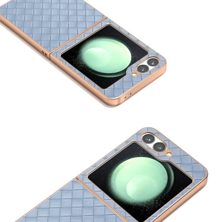 For Samsung Galaxy Z Flip6 / Flip7 FE Electroplated Frame Woven Texture PU Phone Case