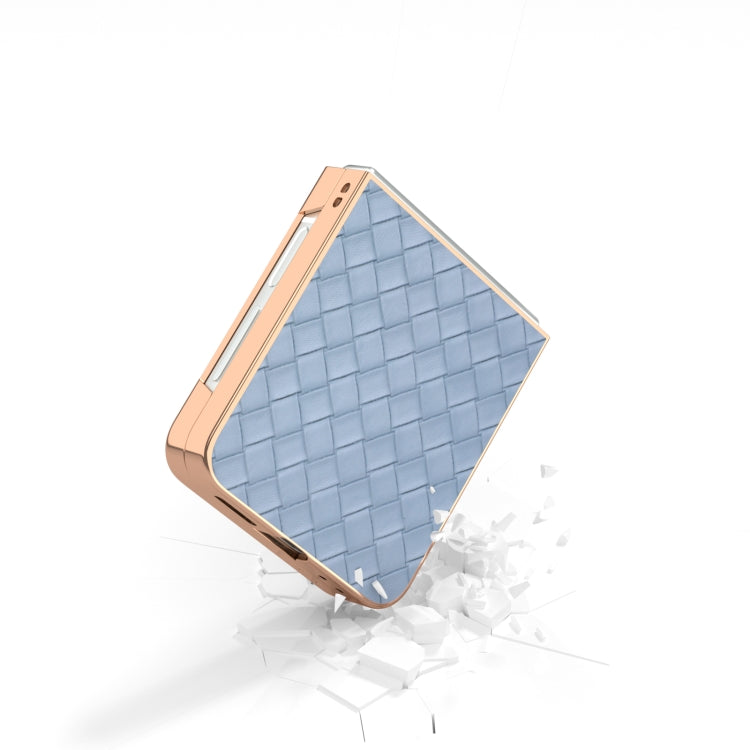 For Samsung Galaxy Z Flip6 / Flip7 FE Electroplated Frame Woven Texture PU Phone Case