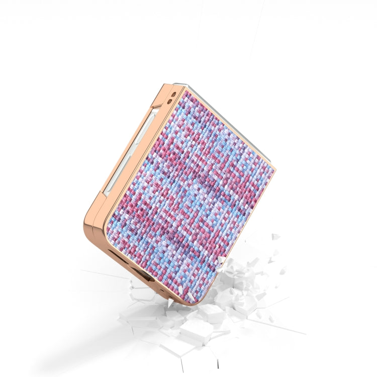 For Samsung Galaxy Z Flip6 / Flip7 FE Electroplated Frame Color Lattice Texture PU Phone Case