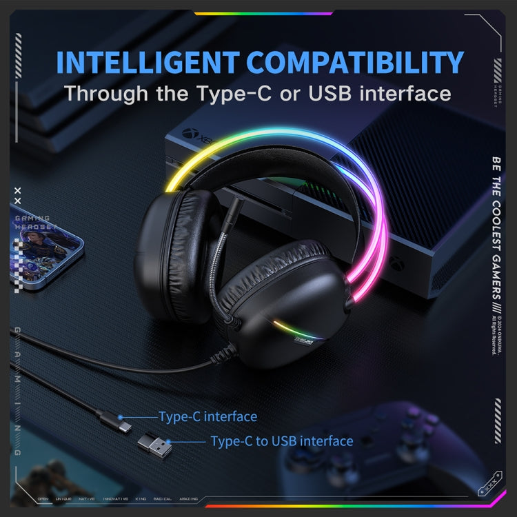 ONIKUMA X33 Head-mounted RGB Light E-Sports Gaming Headset, Cable Length: 2m