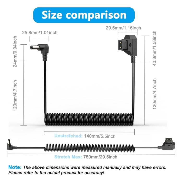 1.5m D-Tap B-Type Male to DC Adapter Monitor Cable - Black