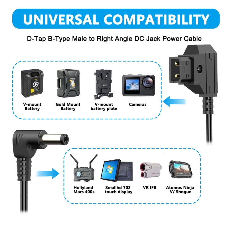 1.5m D-Tap B-Type Male to DC Adapter Monitor Cable - Black