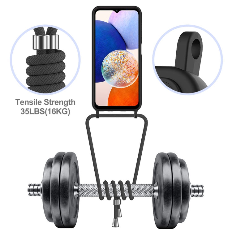 For Samsung Galaxy A16 5G / 4G Integrated Card Bag Solid Color Liquid Silicone Phone Case with Lanyard