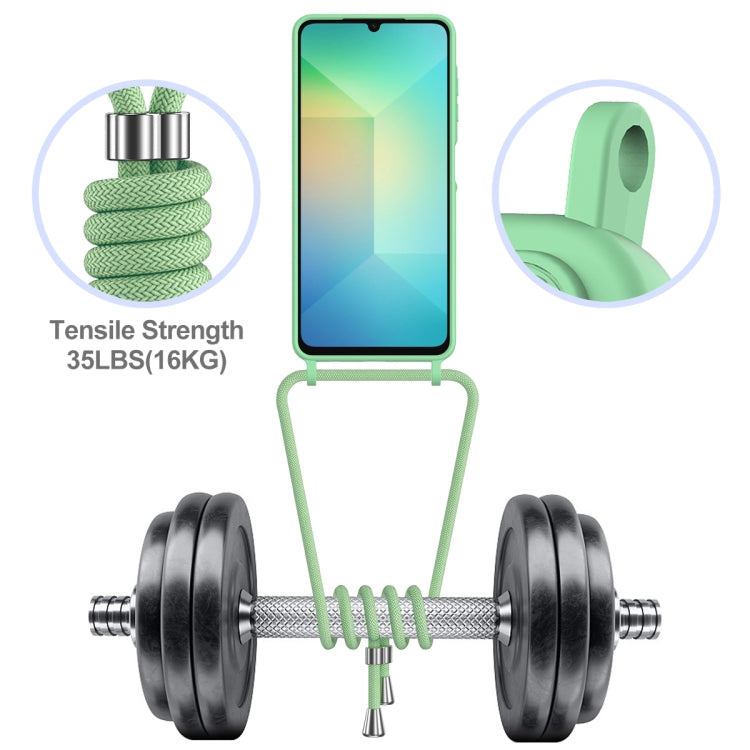 For Samsung Galaxy A06 4G Integrated Card Bag Solid Color Liquid Silicone Phone Case with Lanyard
