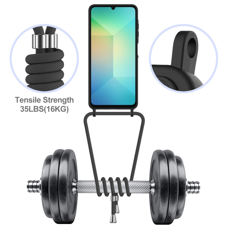 For Samsung Galaxy A06 4G Integrated Card Bag Solid Color Liquid Silicone Phone Case with Lanyard