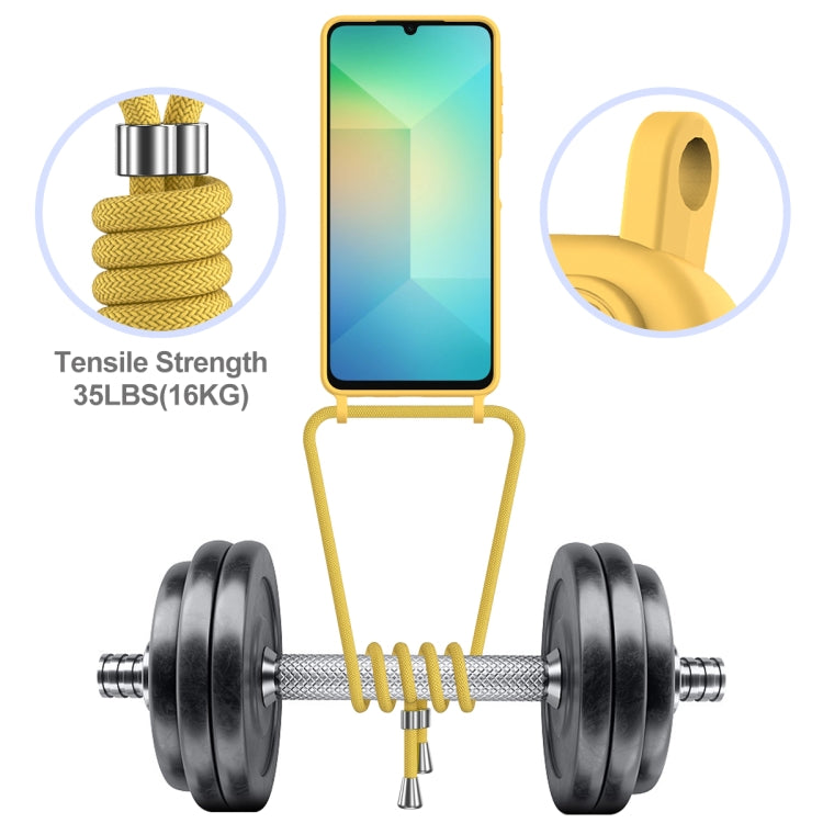 For Samsung Galaxy A06 4G Integrated Card Bag Solid Color Liquid Silicone Phone Case with Lanyard