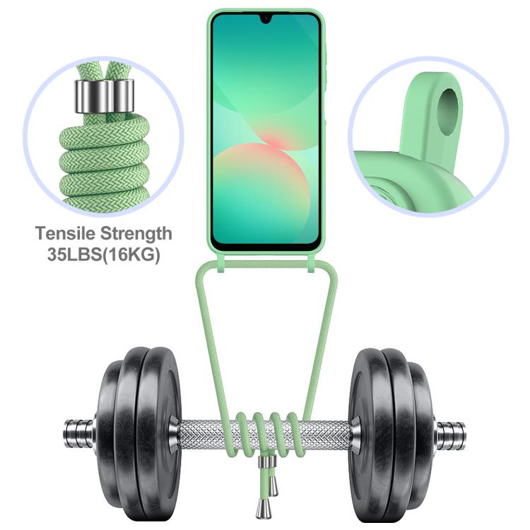 For Samsung Galaxy A26 5G Integrated Card Bag Solid Color Liquid Silicone Phone Case with Lanyard
