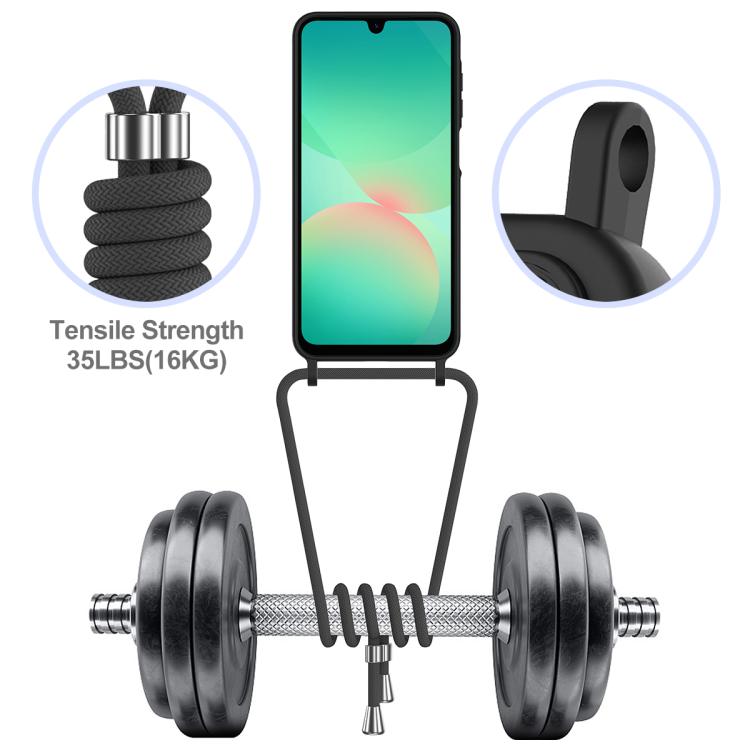 For Samsung Galaxy A36 / A56 5G Integrated Card Bag Solid Color Liquid Silicone Phone Case with Lanyard