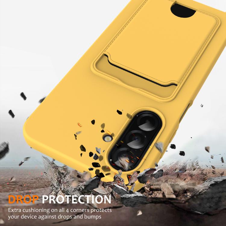 For Samsung Galaxy A36 / A56 5G Integrated Card Bag Solid Color Liquid Silicone Phone Case with Lanyard