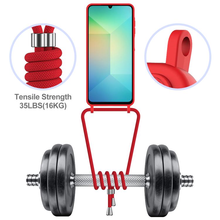 For Samsung Galaxy A07 / M17e / F07e Integrated Card Bag Solid Color Liquid Silicone Phone Case with Lanyard