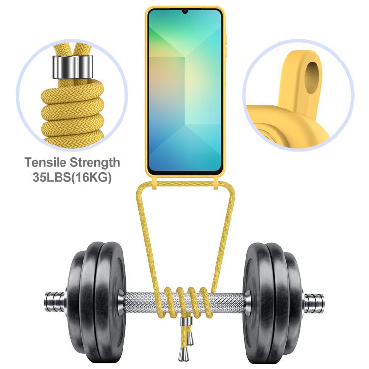 For Samsung Galaxy A07 / M17e / F07e Integrated Card Bag Solid Color Liquid Silicone Phone Case with Lanyard