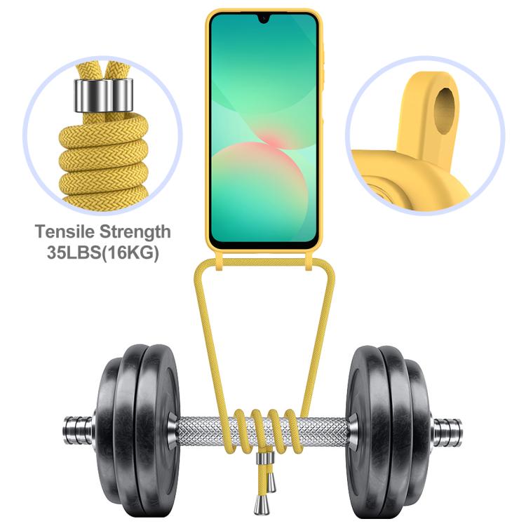 For Samsung Galaxy A37 5G Integrated Card Bag Solid Color Liquid Silicone Phone Case with Lanyard