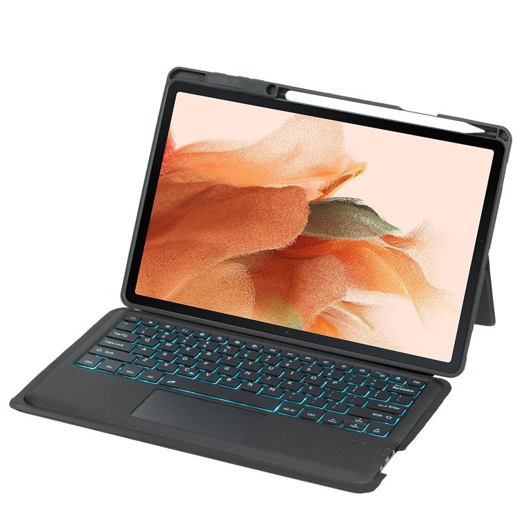 For Samsung Galaxy Tab S10+ / S9 FE+ / S9+ Detachable Backlit Bluetooth Keyboard Leather Case with Touchpad - Black