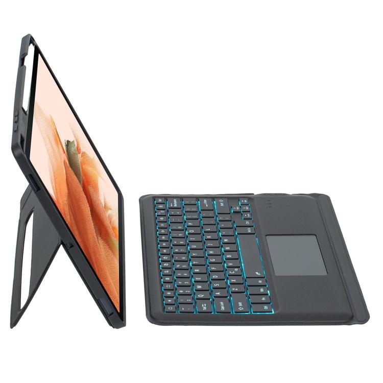 For Samsung Galaxy Tab S10+ / S9 FE+ / S9+ Detachable Backlit Bluetooth Keyboard Leather Case with Touchpad - Black
