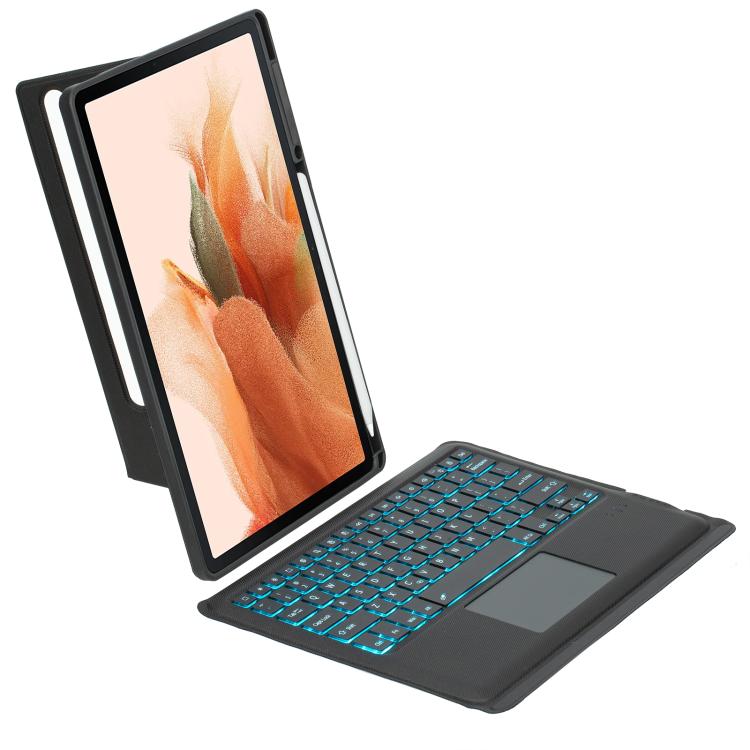 For Samsung Galaxy Tab S10+ / S9 FE+ / S9+ Detachable Backlit Bluetooth Keyboard Leather Case with Touchpad - Black