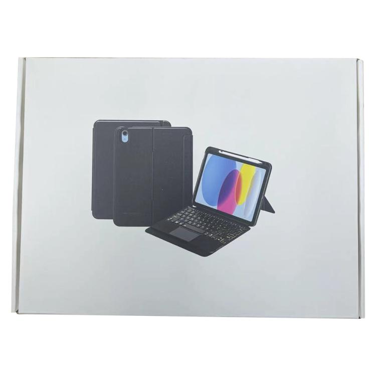 For Samsung Galaxy Tab S10 Ultra / S9 Ultra Detachable Backlit Bluetooth Keyboard Leather Case with Touchpad - Black