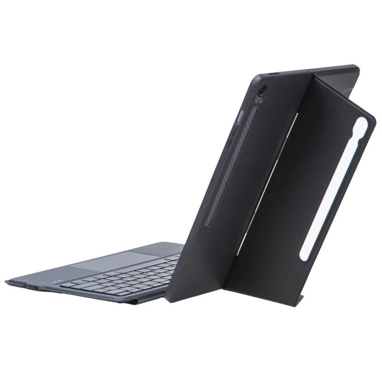 For Samsung Galaxy Tab S10 FE+ Detachable Backlit Bluetooth Keyboard Leather Case with Touchpad - Black