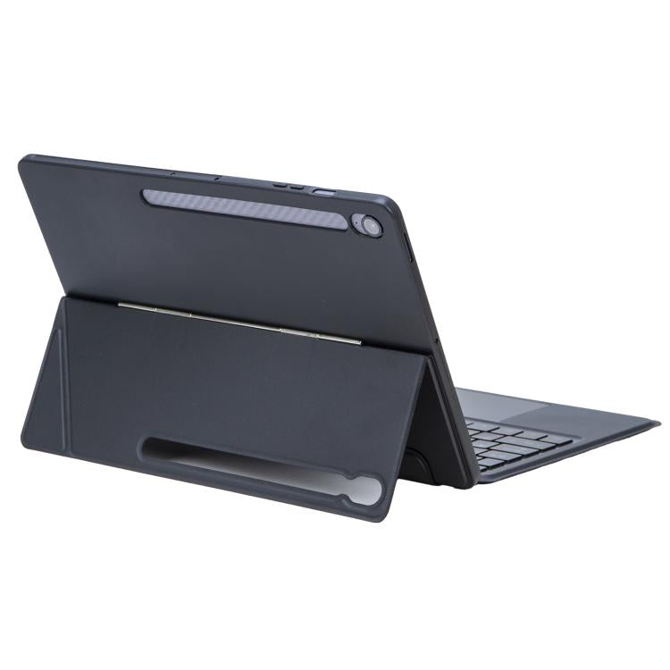 For Samsung Galaxy Tab S10 FE+ Detachable Backlit Bluetooth Keyboard Leather Case with Touchpad - Black