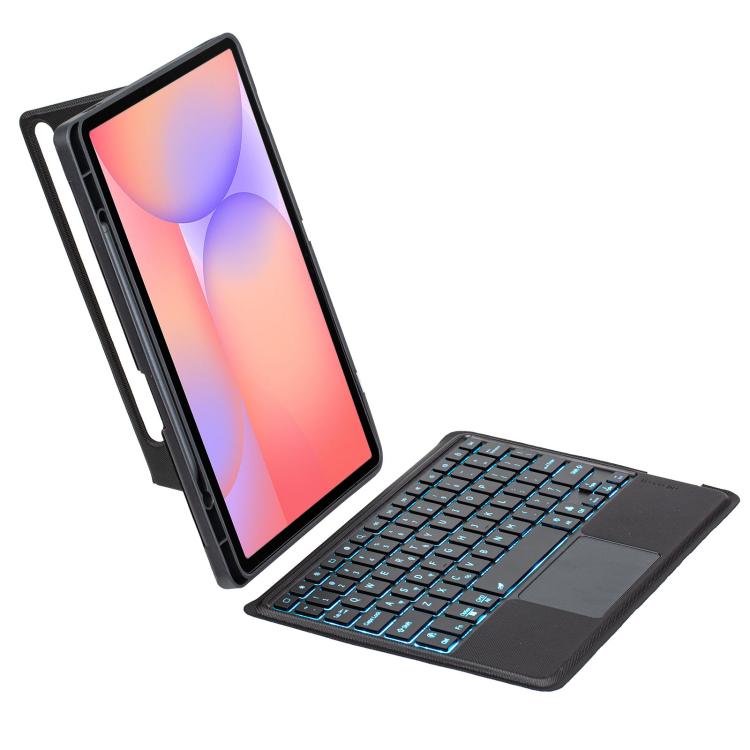For Samsung Galaxy Tab S10 Lite / S10 FE Detachable Backlit Bluetooth Keyboard Leather Case with Touchpad - Black