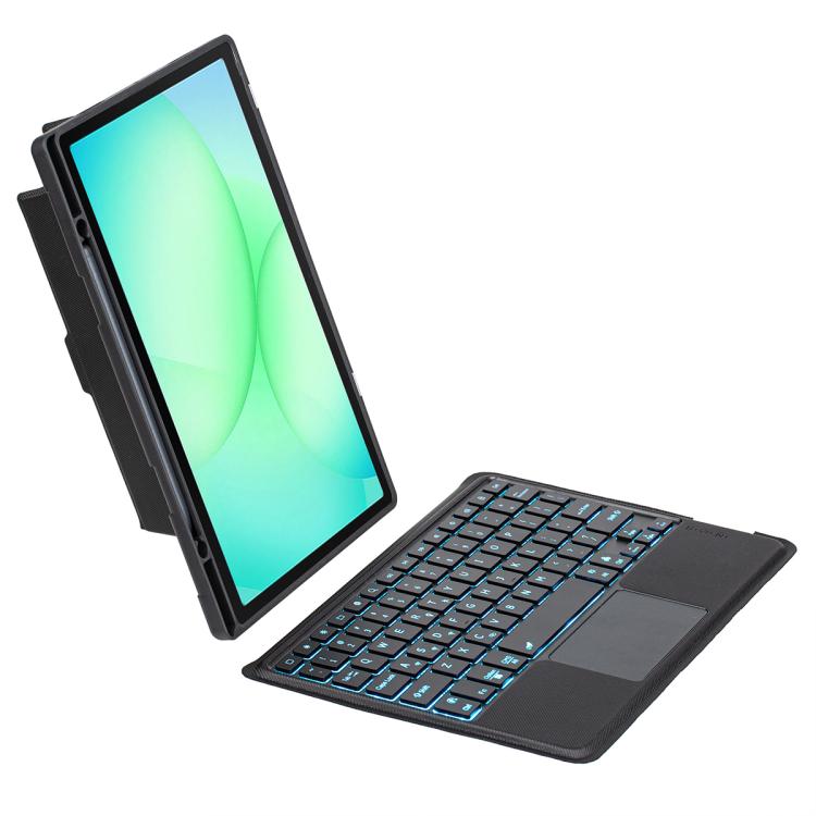 For Samsung Galaxy Tab A11+ Detachable Backlit Bluetooth Keyboard Leather Case with Touchpad - Black