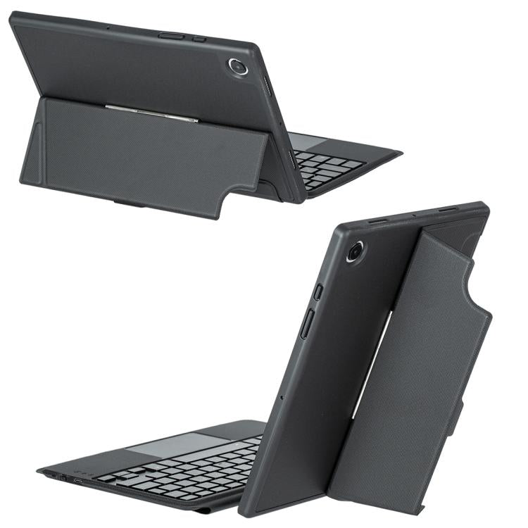 For Samsung Galaxy Tab A11+ Detachable Backlit Bluetooth Keyboard Leather Case with Touchpad - Black