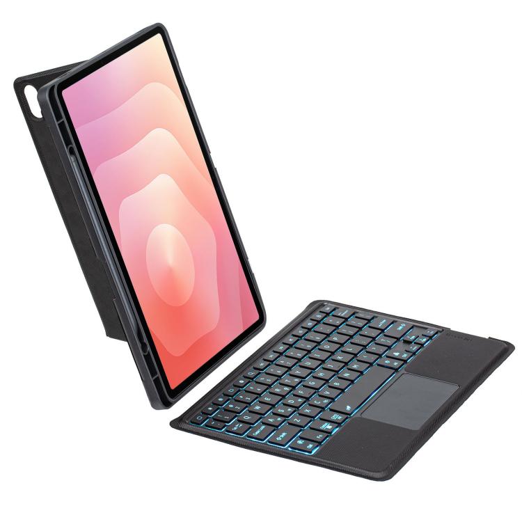 For Samsung Galaxy Tab S11 Detachable Backlit Bluetooth Keyboard Leather Case with Touchpad - Black