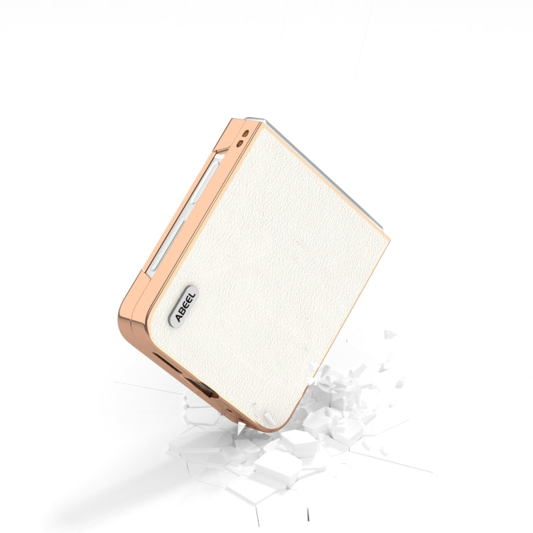 For Samsung Galaxy Z Flip6 / Flip7 FE ABEEL Electroplating Frame Genuine Leather Wave Phone Case