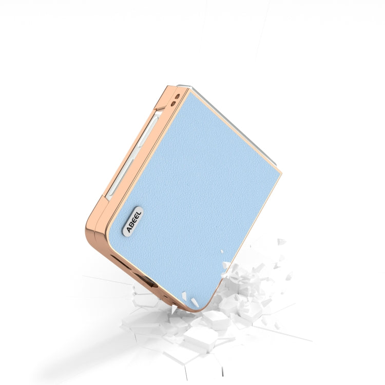 For Samsung Galaxy Z Flip6 / Flip7 FE ABEEL Electroplating Frame Genuine Leather Wave Phone Case