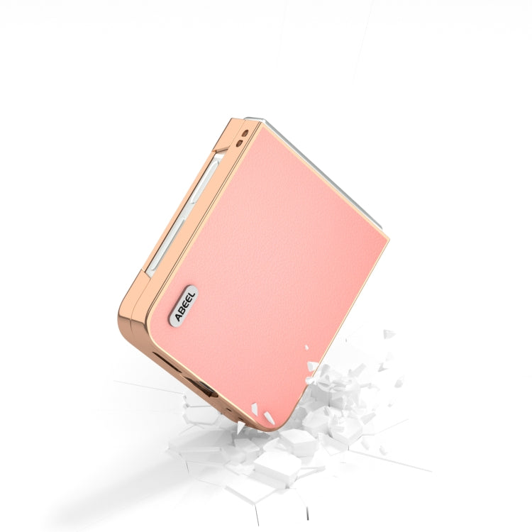 For Samsung Galaxy Z Flip6 / Flip7 FE ABEEL Electroplating Frame Genuine Leather Wave Phone Case