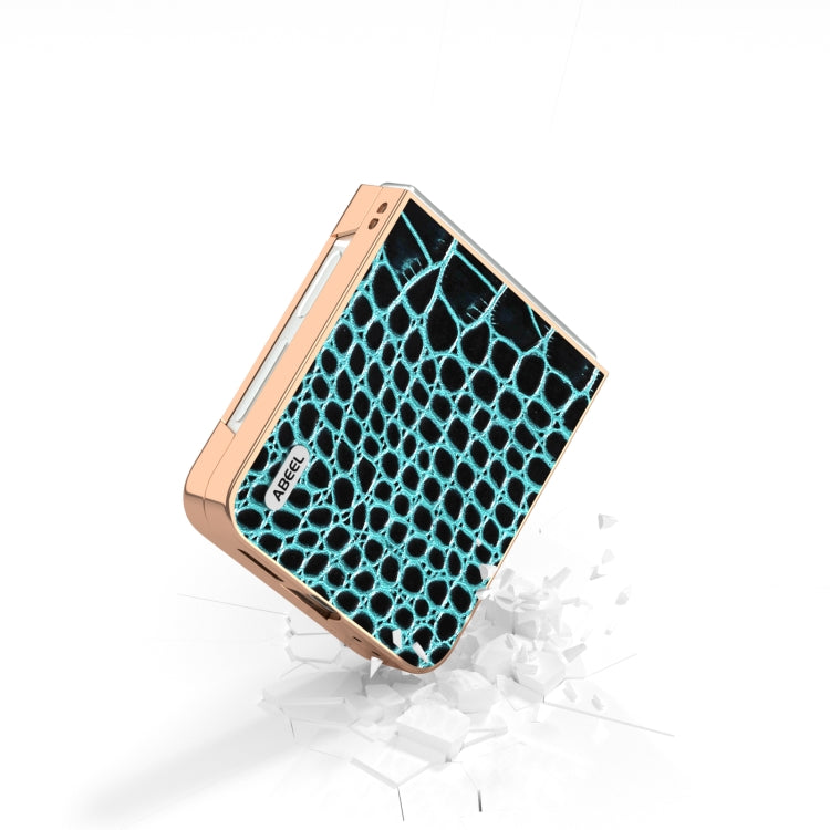 For Samsung Galaxy Z Flip6 / Flip7 FE ABEEL Electroplated Frame Genuine Leather Crocodile Pattern Phone Case