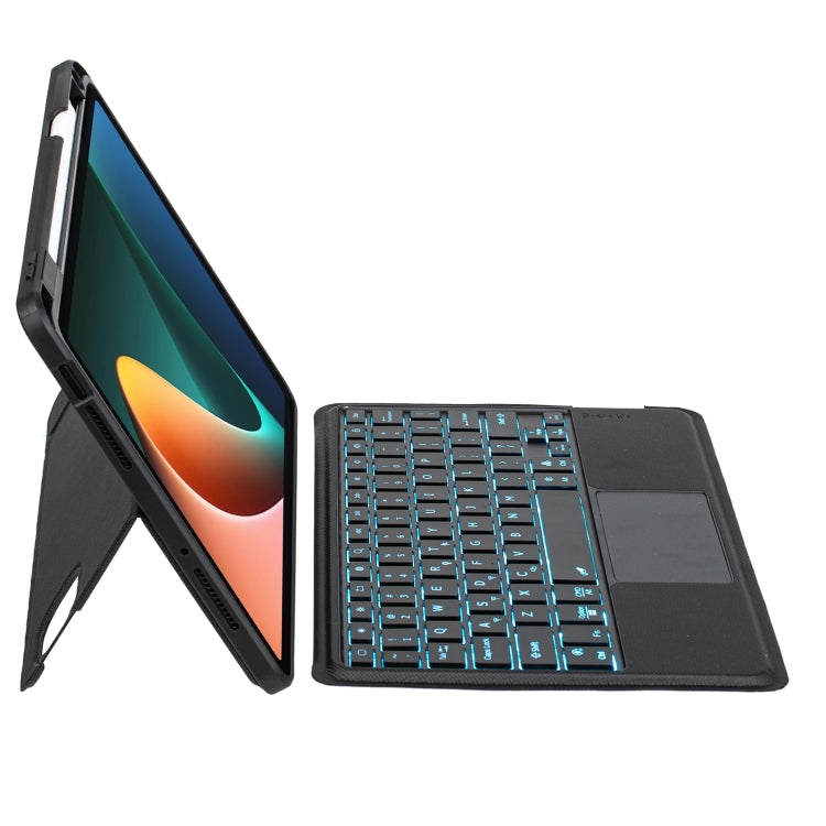 For Xiaomi Pad 5 / 5 Pro 11 Detachable Backlit Bluetooth Keyboard Leather Case with Touchpad - Black