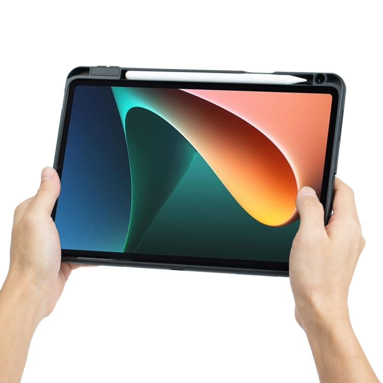 For Xiaomi Pad 5 / 5 Pro 11 Detachable Backlit Bluetooth Keyboard Leather Case with Touchpad - Black