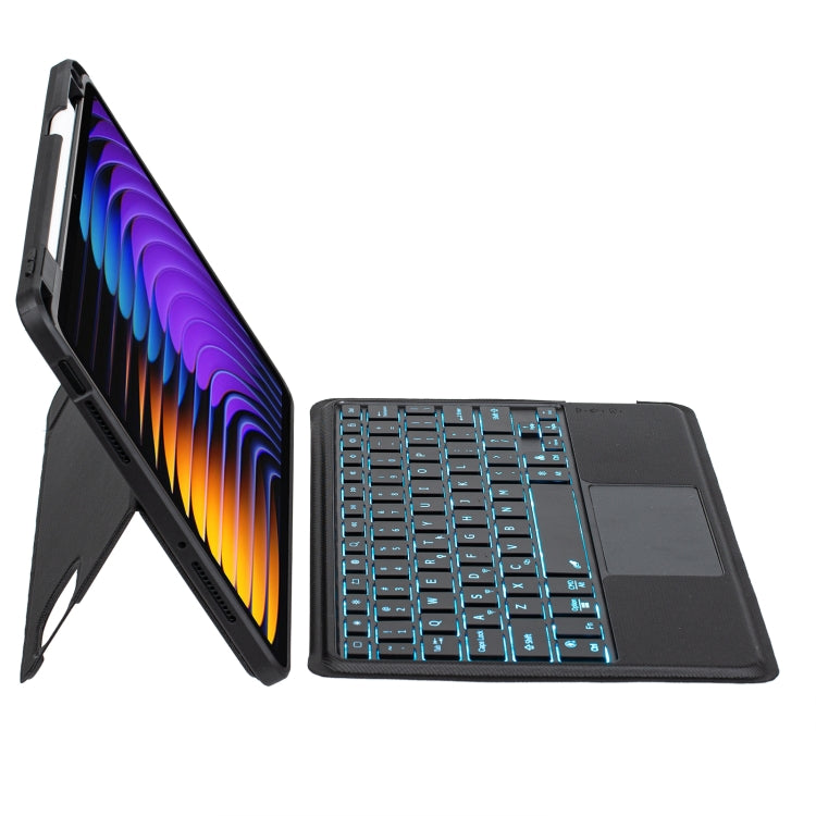 For Xiaomi Pad 8 / 8 Pro / 7 / 7 Pro Detachable Backlit Bluetooth Keyboard Leather Case with Touchpad - Black