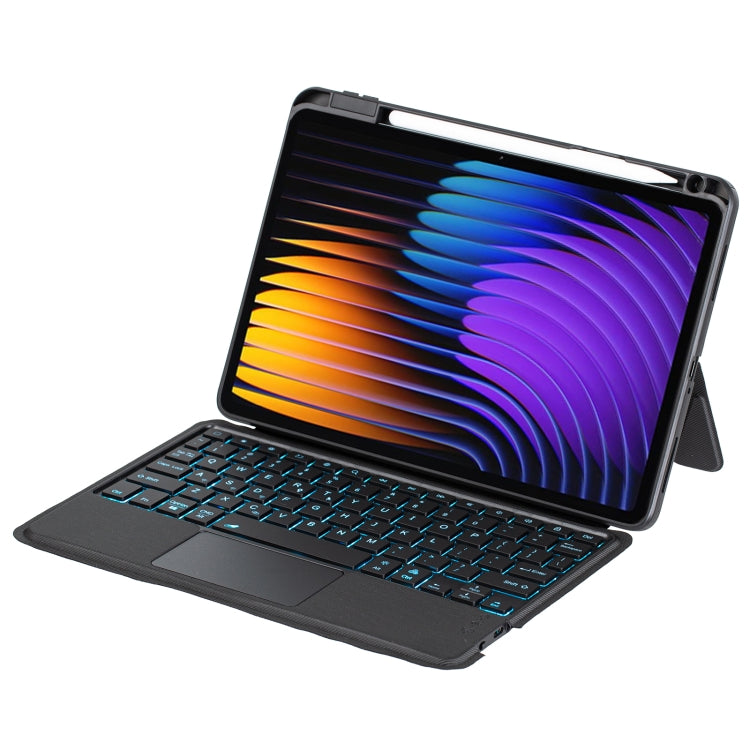 For Xiaomi Pad 8 / 8 Pro / 7 / 7 Pro Detachable Backlit Bluetooth Keyboard Leather Case with Touchpad - Black