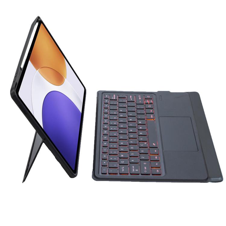 For Xiaomi Pad 7S Pro 12.5 Detachable Backlit Bluetooth Keyboard Leather Case with Touchpad - Black