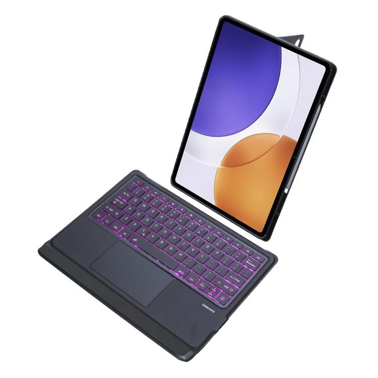For Xiaomi Pad 7S Pro 12.5 Detachable Backlit Bluetooth Keyboard Leather Case with Touchpad - Black