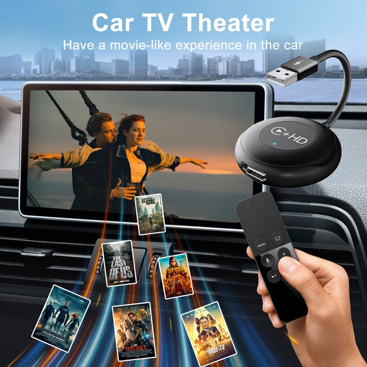 USB and HDMI Wired to Wireless CarPlay Auto Adapter, Specification:Round
