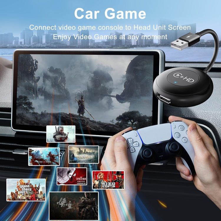 USB and HDMI Wired to Wireless CarPlay Auto Adapter, Specification:Round