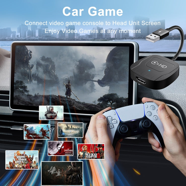USB and HDMI Wired to Wireless CarPlay Auto Adapter, Specification:Square