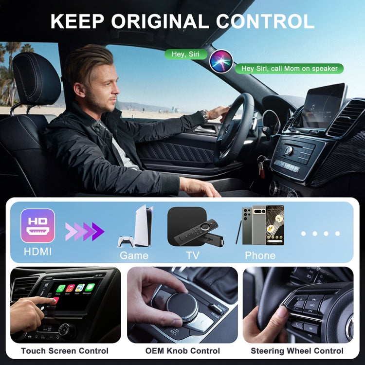 USB and HDMI Wired to Wireless CarPlay Auto Adapter, Specification:Square