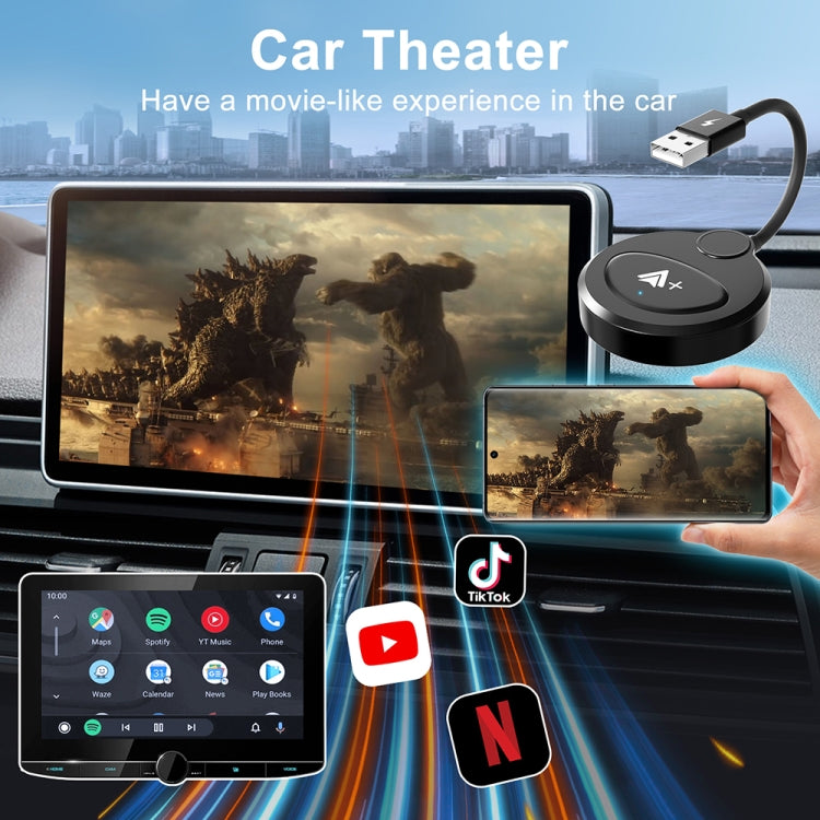 USB Interface Wired to Wireless CarPlay Auto Adapter for Android, Specification:Round
