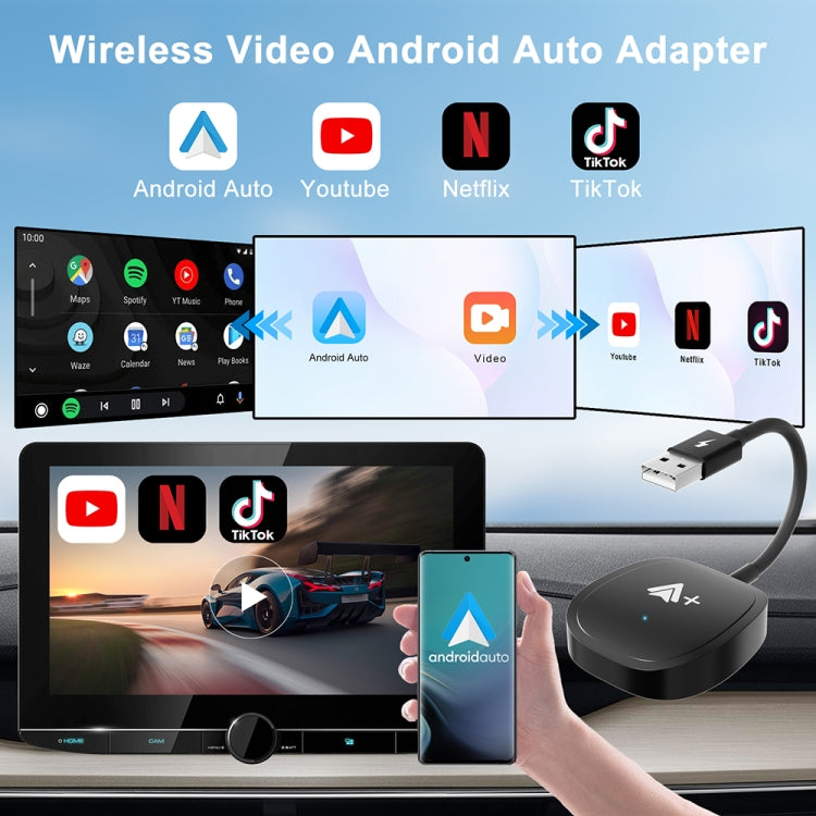USB Interface Wired to Wireless CarPlay Auto Adapter for Android, Specification:Square