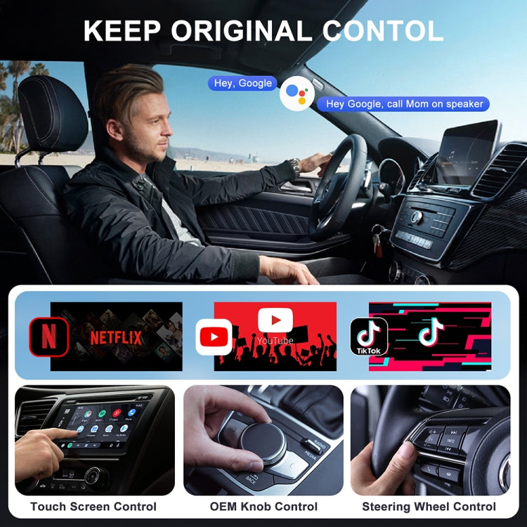 USB Interface Wired to Wireless CarPlay Auto Adapter for Android, Specification:Square