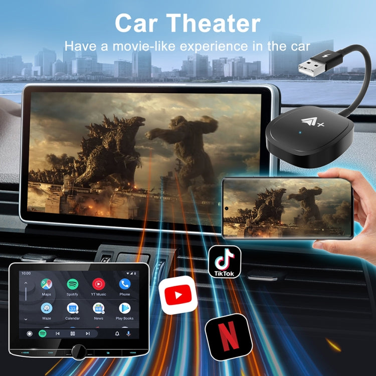 USB Interface Wired to Wireless CarPlay Auto Adapter for Android, Specification:Square
