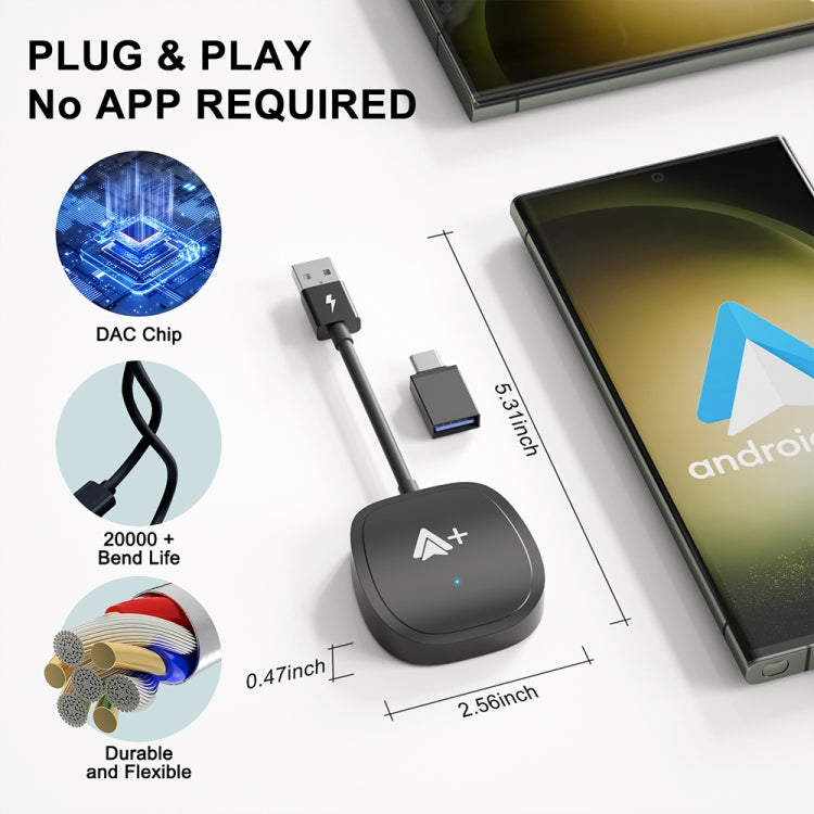 USB Interface Wired to Wireless CarPlay Auto Adapter for Android, Specification:Square